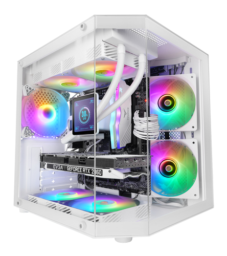 Boitier Mini Tour Micro ATX Mars Gaming MC-3T Lite RGB avec panneaux vitrés (Blanc)