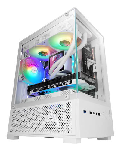 Boitier Mini Tour Micro ATX Mars Gaming MC-SE2 avec panneaux vitrés (Blanc)