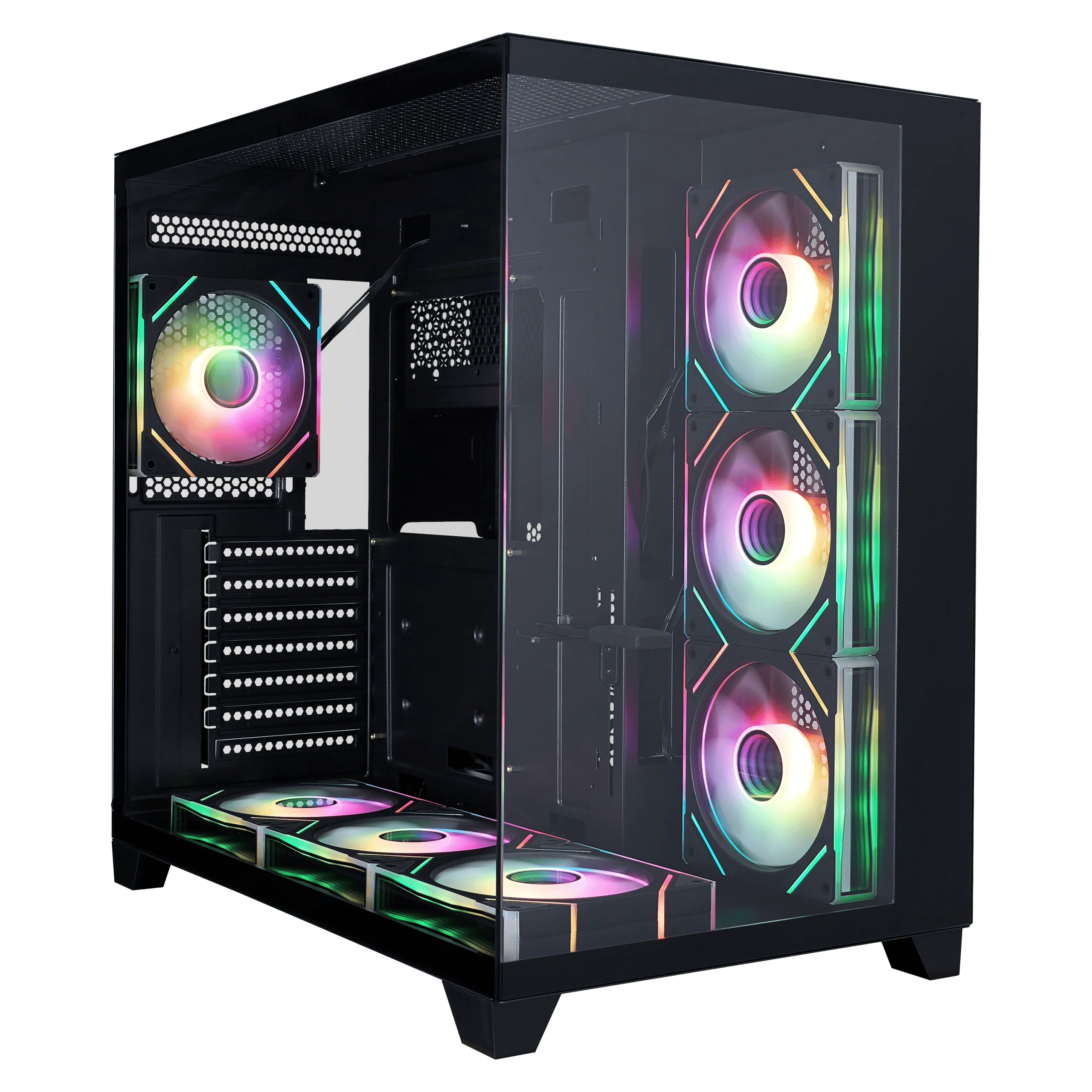 Boitier Moyen Tour ATX 1stPlayer MV8-TP RGB avec panneaux vitrés (Blanc)
