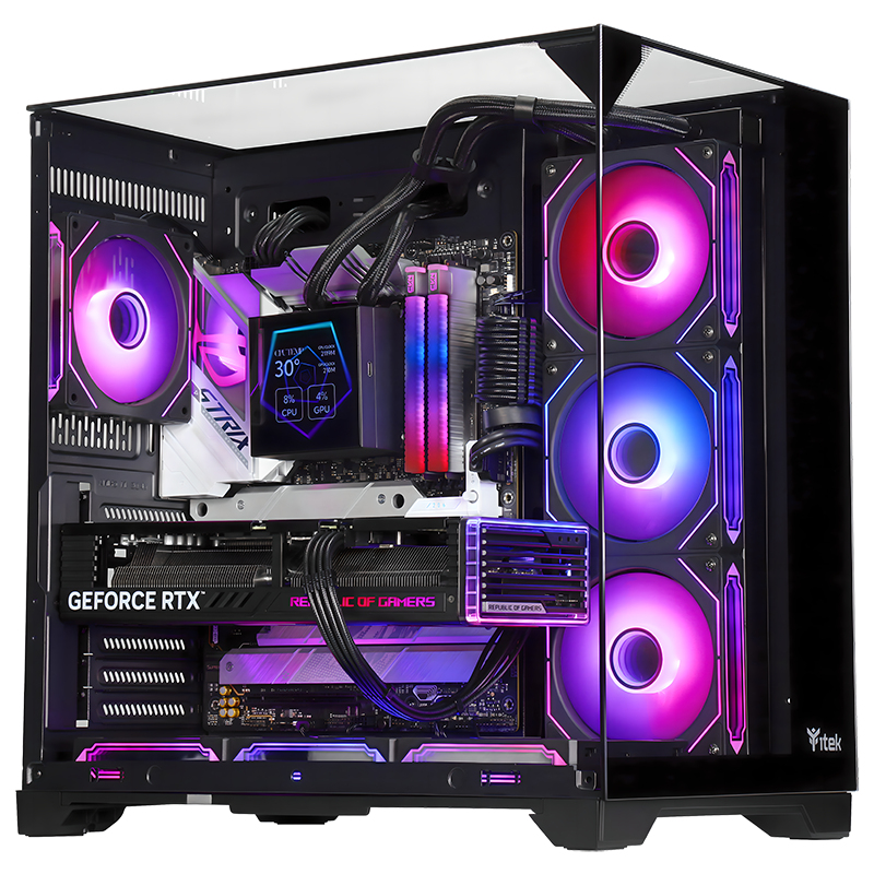 Boitier Moyen Tour ATX iTek Dark Cave Pano RGB avec panneaux vitrés (Noir)