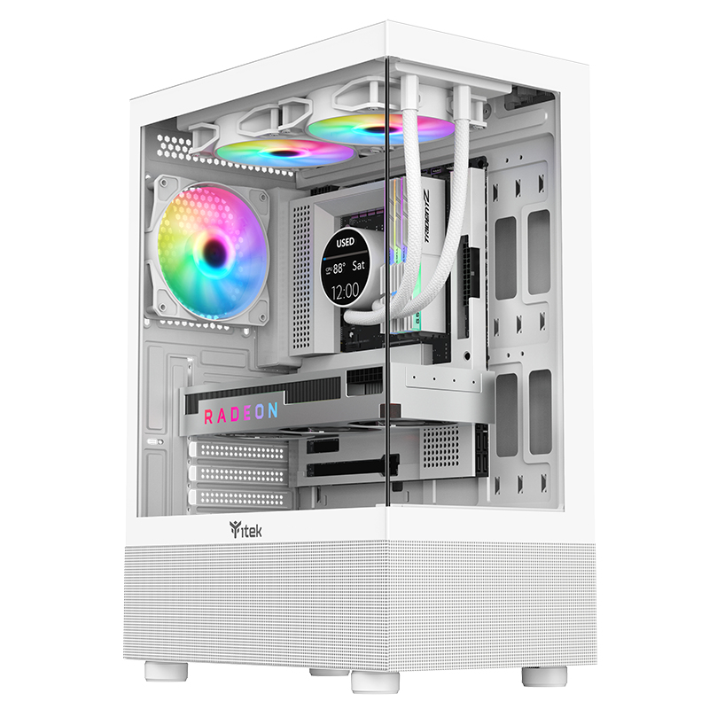 Boitier Moyen Tour ATX iTek Showbui 33 RGB avec panneaux vitrés (Blanc)
