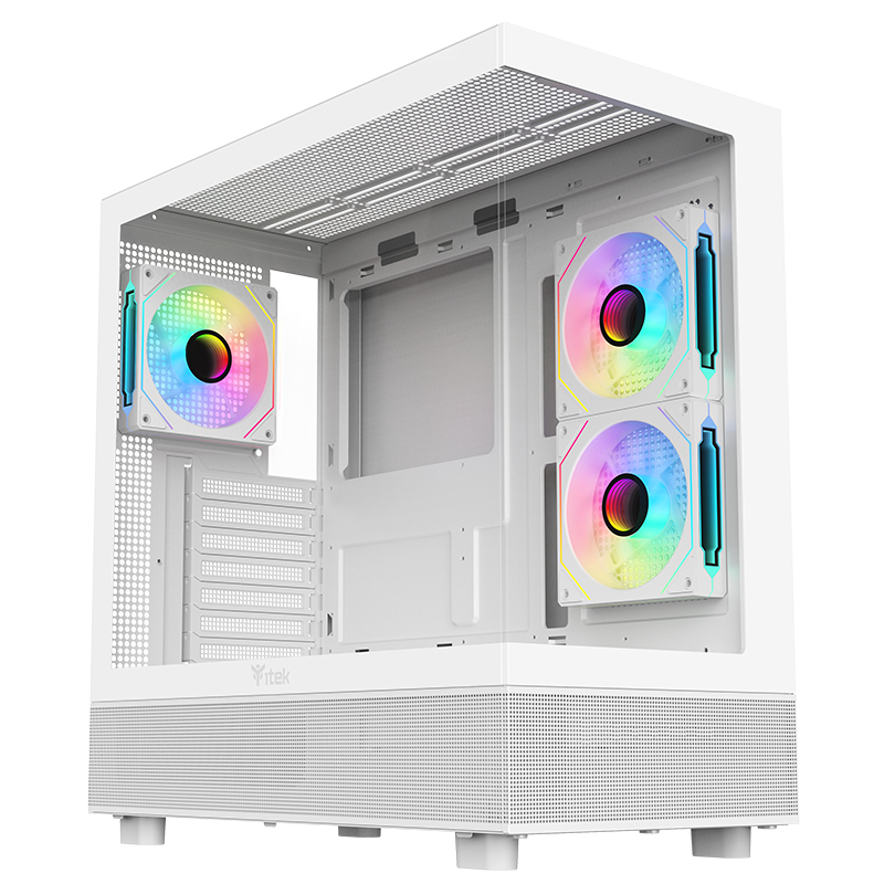 Boitier Moyen Tour ATX iTek Showbui 42 RGB avec panneaux vitrés (Blanc)