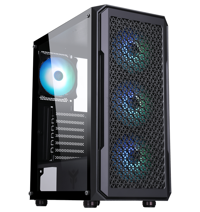 Boitier Moyen Tour ATX iTek Six Triangle RGB avec panneau vitré (Noir)