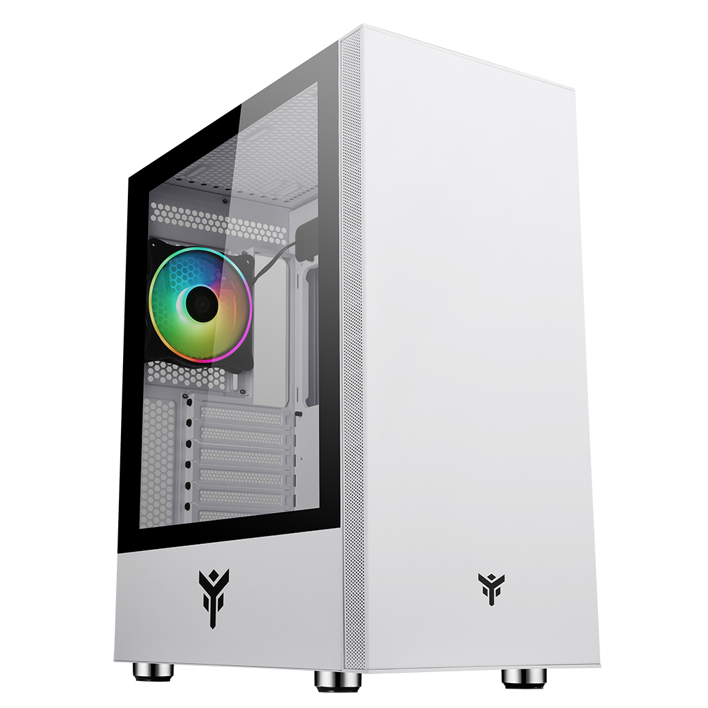Boitier Moyen Tour ATX iTek Vertibra S210 RGB avec panneau vitré (Blanc)