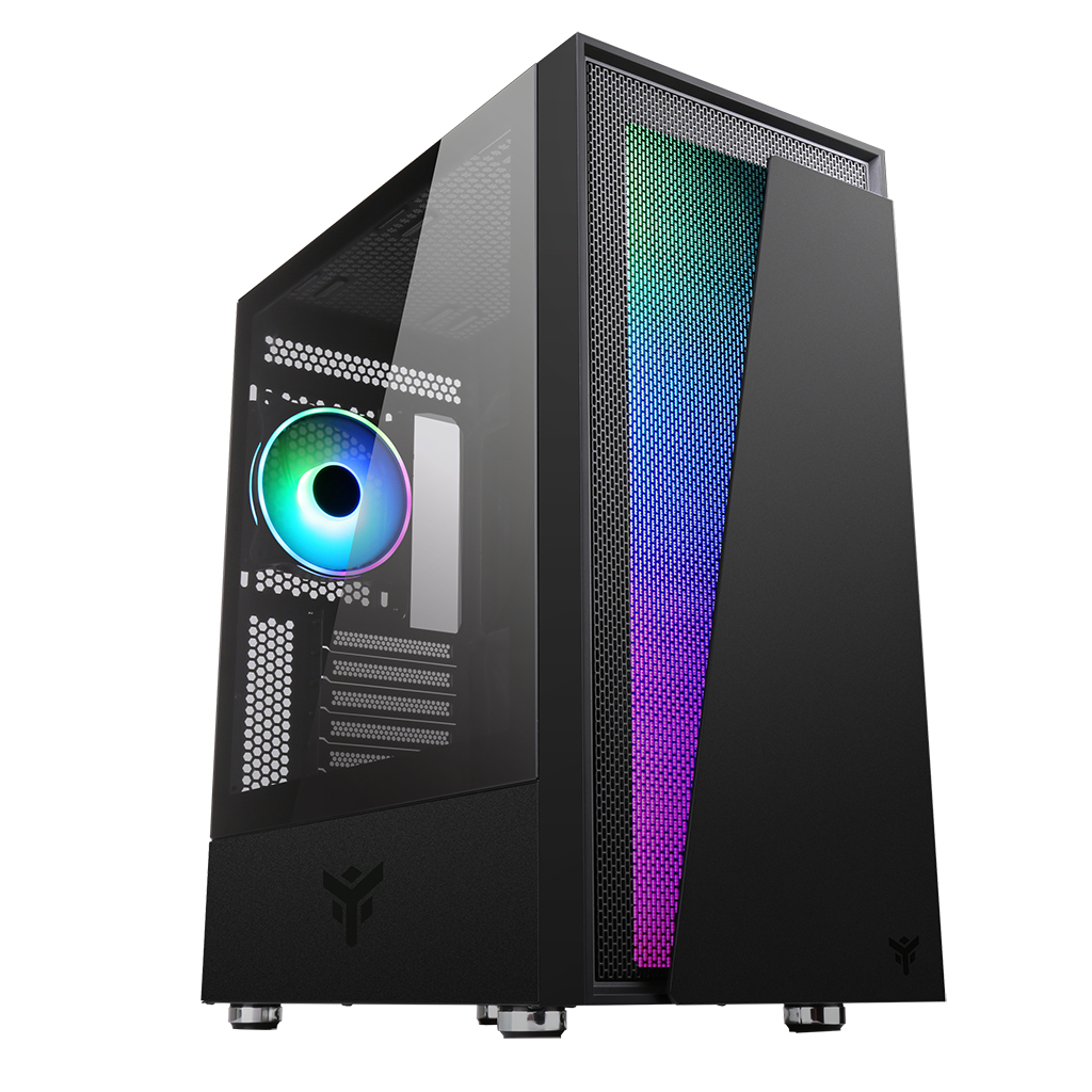 Boitier Moyen Tour ATX iTek Vertibra V210 RGB avec panneau vitré (Noir)