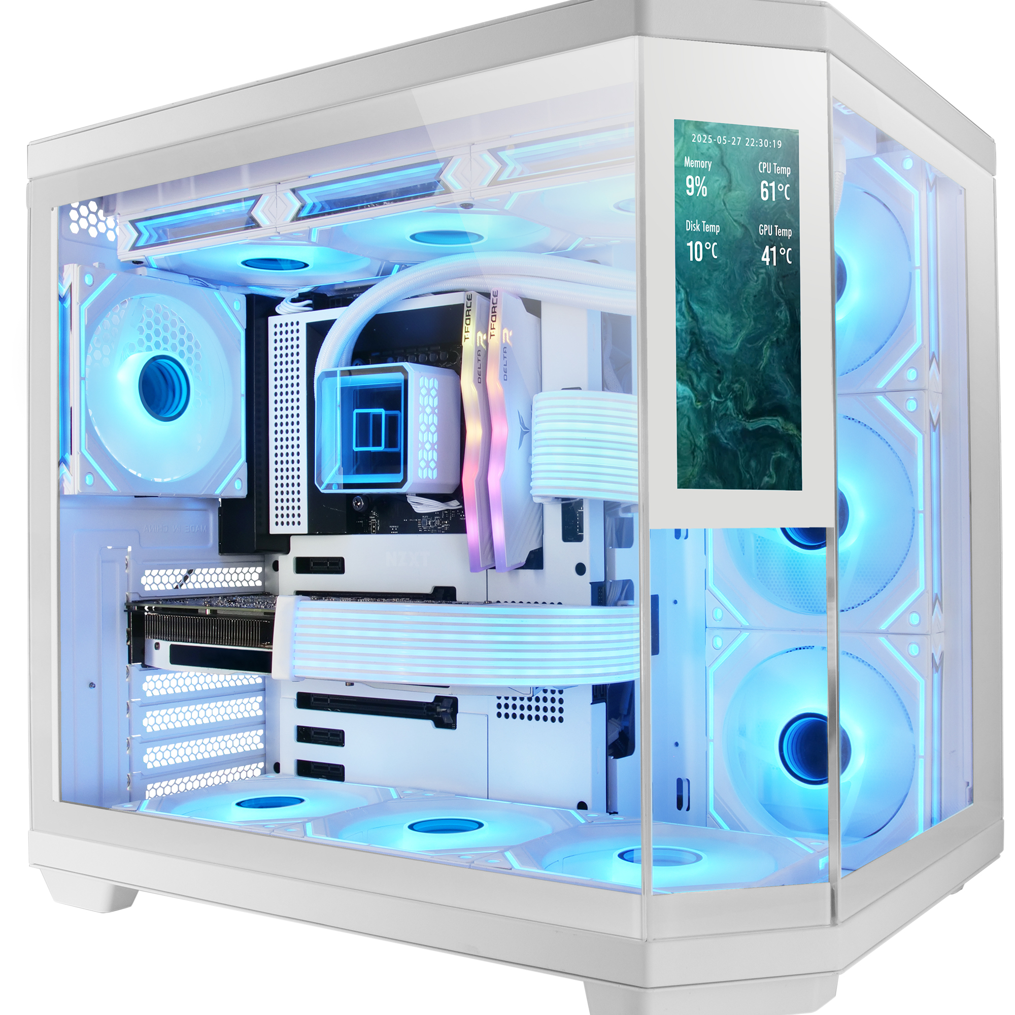 Boitier Moyen Tour ATX Mars Gaming MC-3T Core LCD avec panneaux vitrés (Blanc)