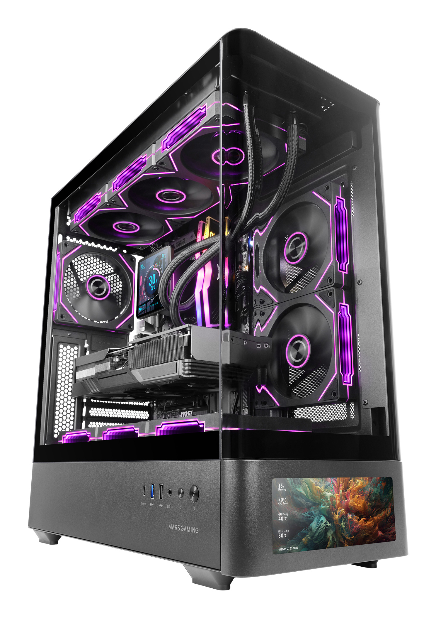 Boitier Moyen Tour ATX Mars Gaming MC-LCD Pro avec panneaux vitrés (Noir)
