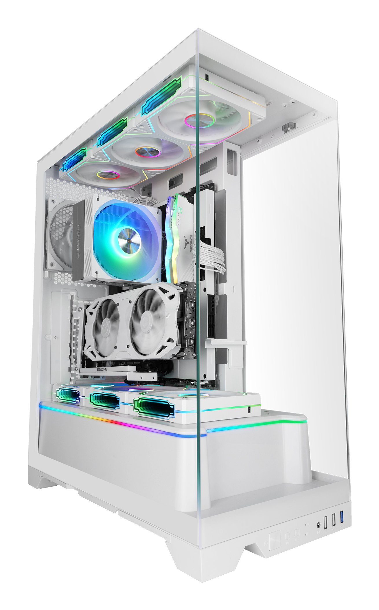 Boitier Moyen Tour ATX Mars Gaming MC-Prisme avec panneaux vitrés (Blanc)