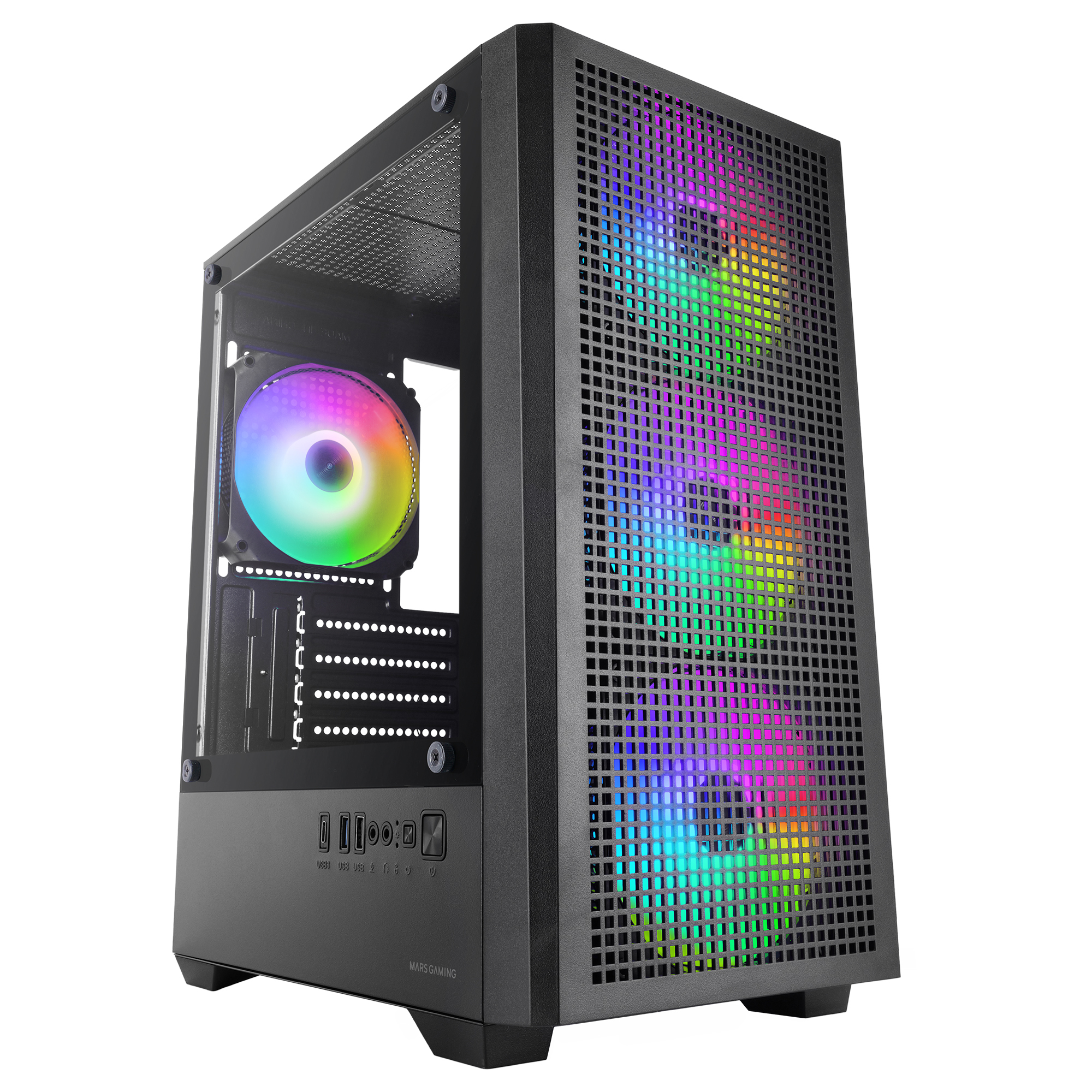 Boitier Moyen Tour ATX Mars Gaming MC-Quantum RGB avec panneau vitré (Noir)