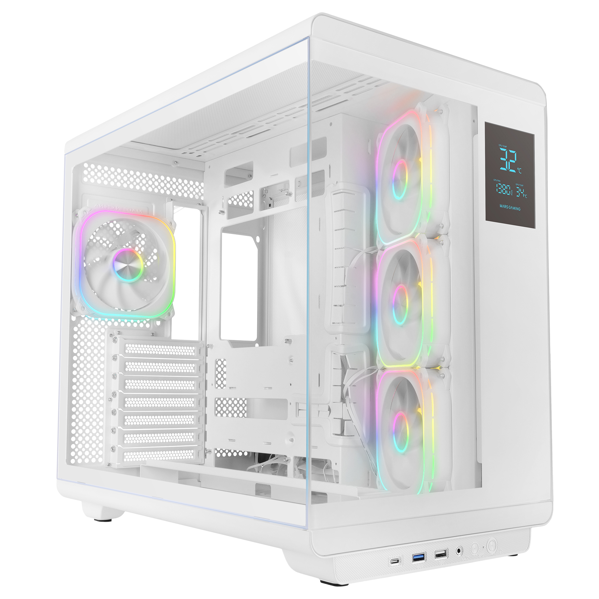 Boitier Moyen Tour ATX Mars Gaming MC-RevPro RGB avec panneaux vitrés (Blanc)