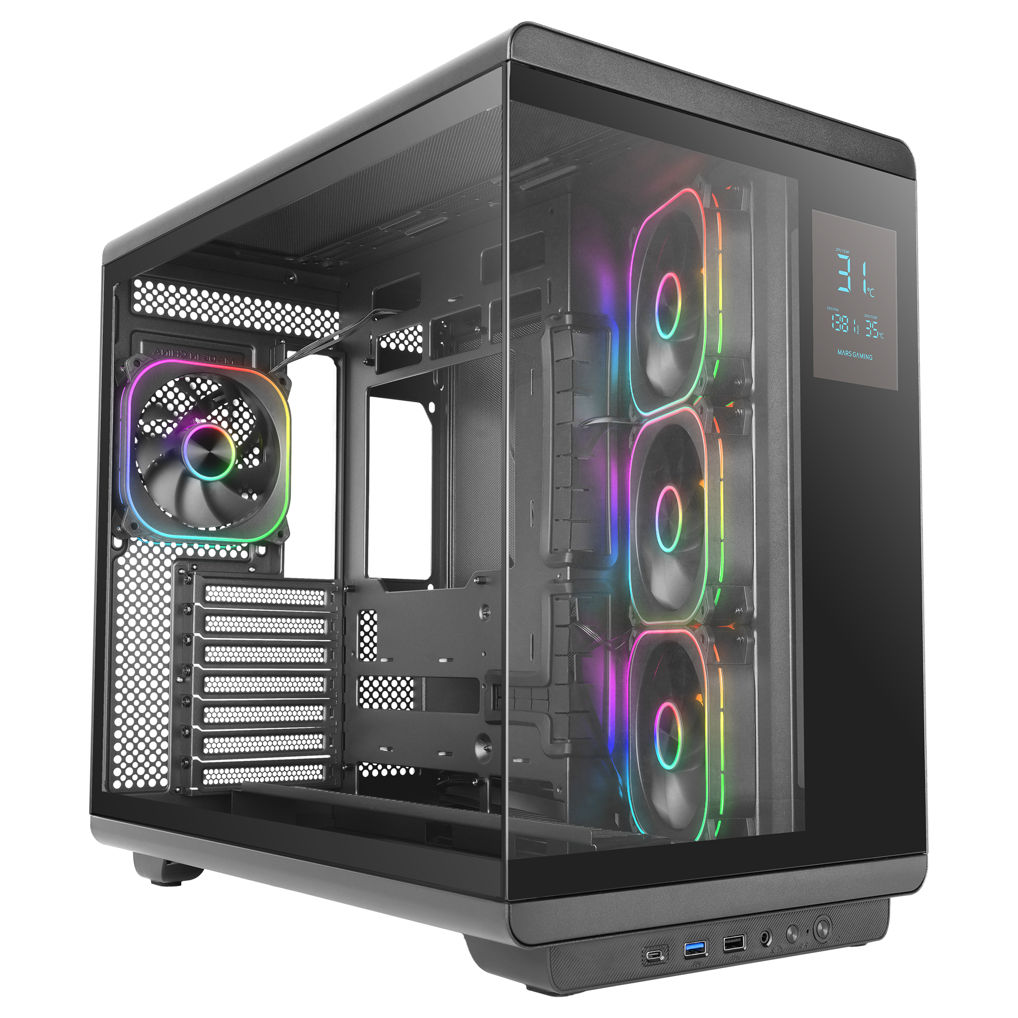 Boitier Moyen Tour ATX Mars Gaming MC-RevPro RGB avec panneaux vitrés (Noir)
