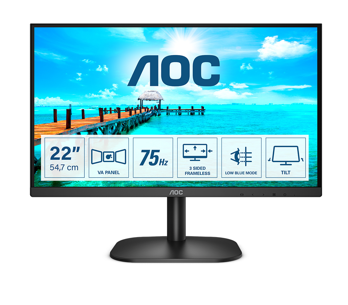 Ecran 22" AOC 22B2H Full HD (Noir)