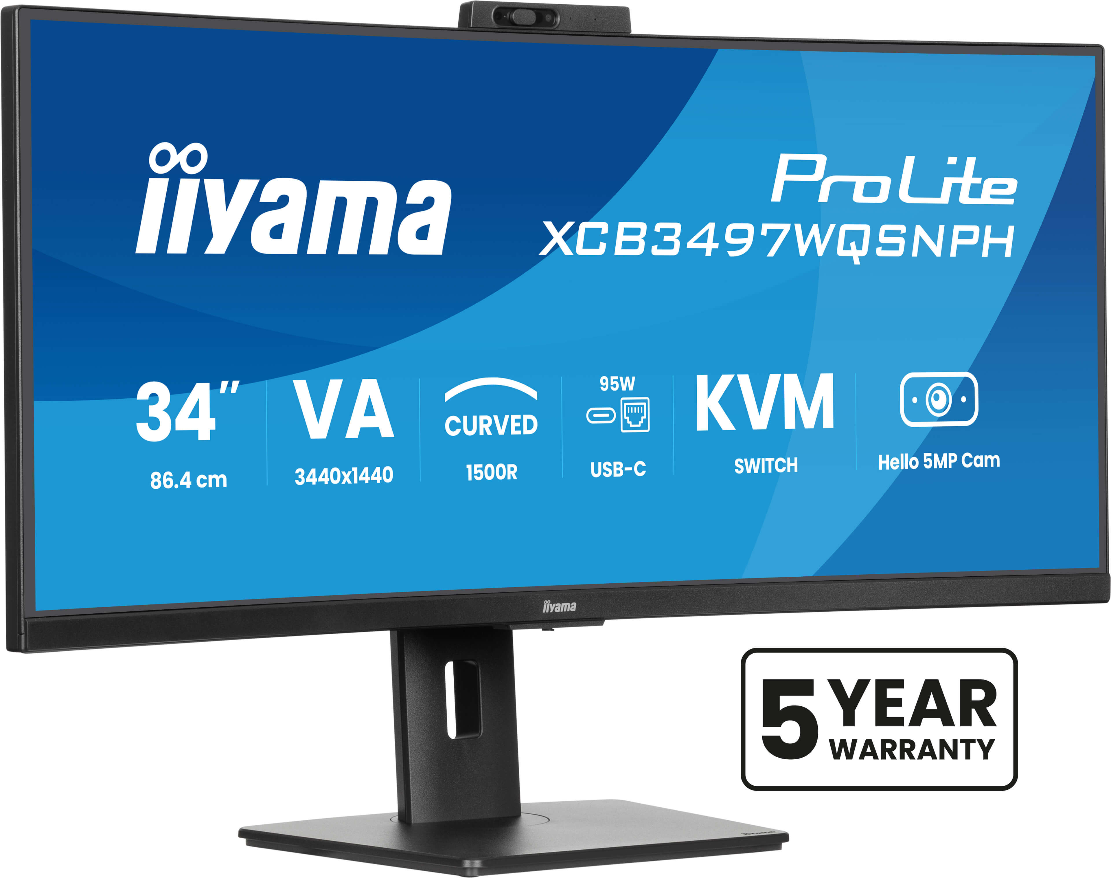 Ecran incurvé 34" Iiyama ProLite XCB3497WQSNPH-B1 UWQHD 120Hz (Noir)