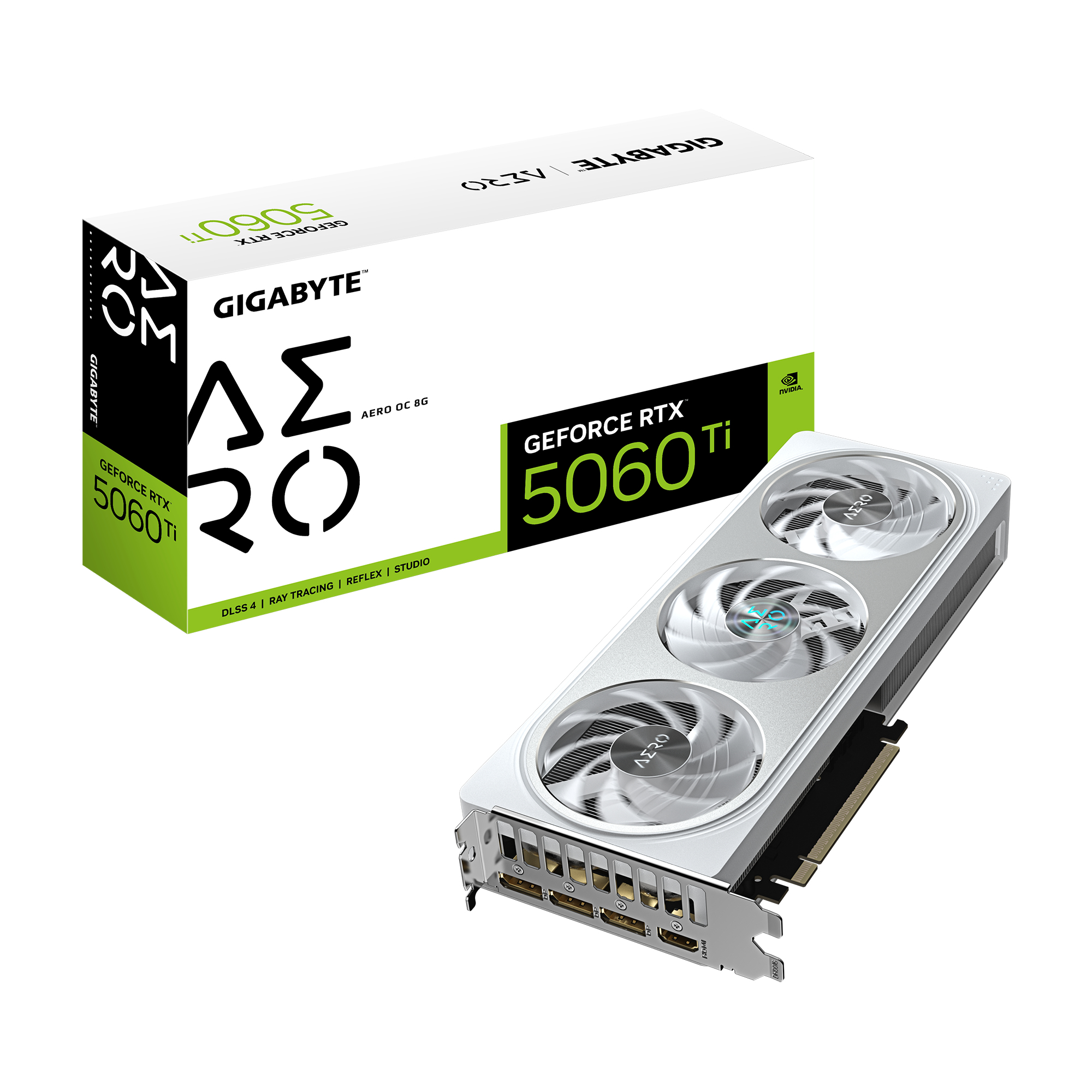 GIGABYTE GeForce RTX 5060 Ti AERO OC 8G Carte Graphique ? 8 Go GDDR7, 128 bits, PCI-E 5.0, 2647 MHz Fréquence du processeur, 3 x DisplayPort, 1 x HDMI, GV-N506TAERO OC-8GD