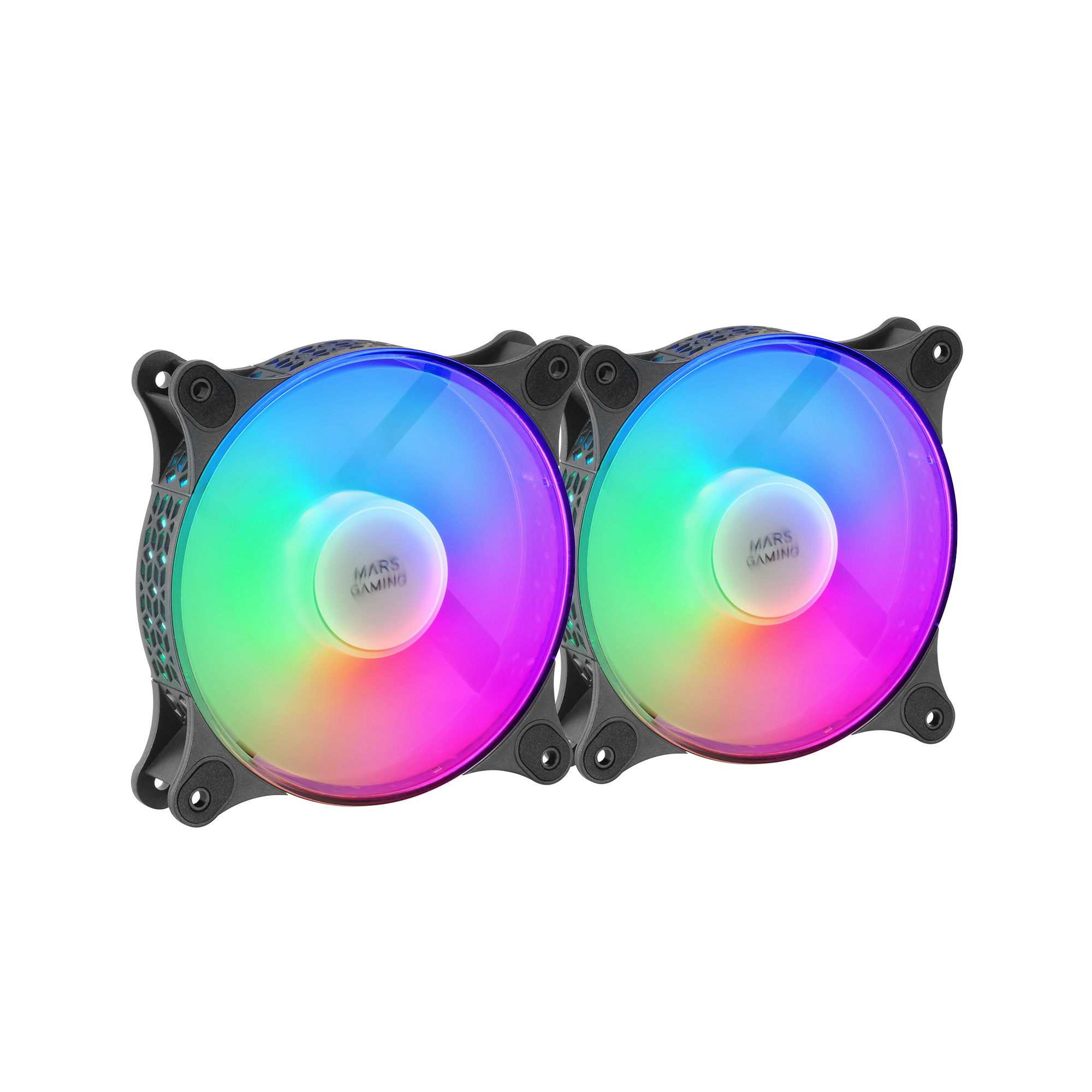 Lot de 2 Ventilateurs boitier Mars Gaming MF-Duo RGB - 12cm (Noir)