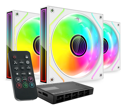 Lot de 3 Ventilateurs boitier Mars Gaming MF-3DProKit RGB - 12cm (Blanc)