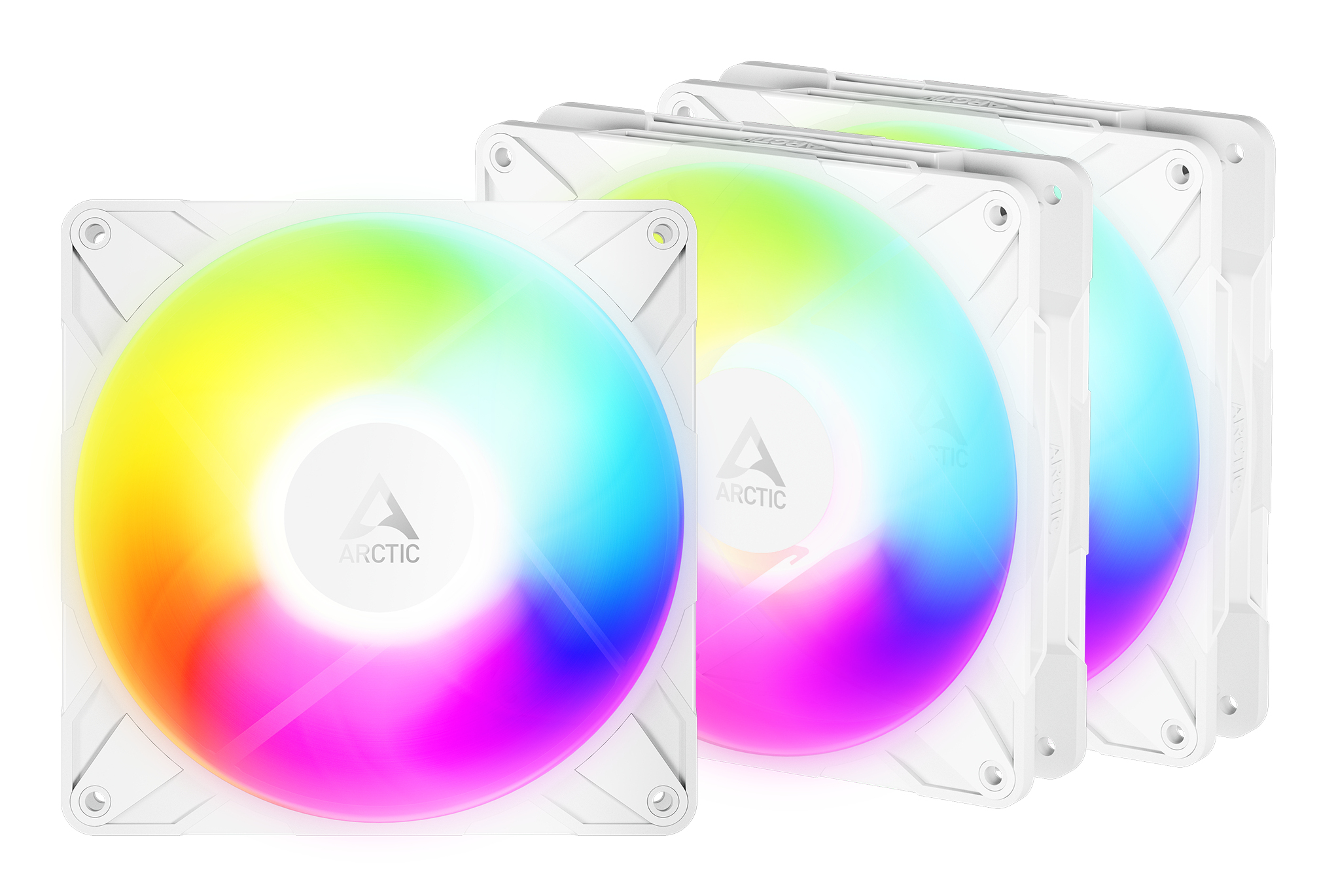 Lot de 3 Ventilateurs de boitier Arctic P14 Pro Reverse RGB - 14cm (Blanc)