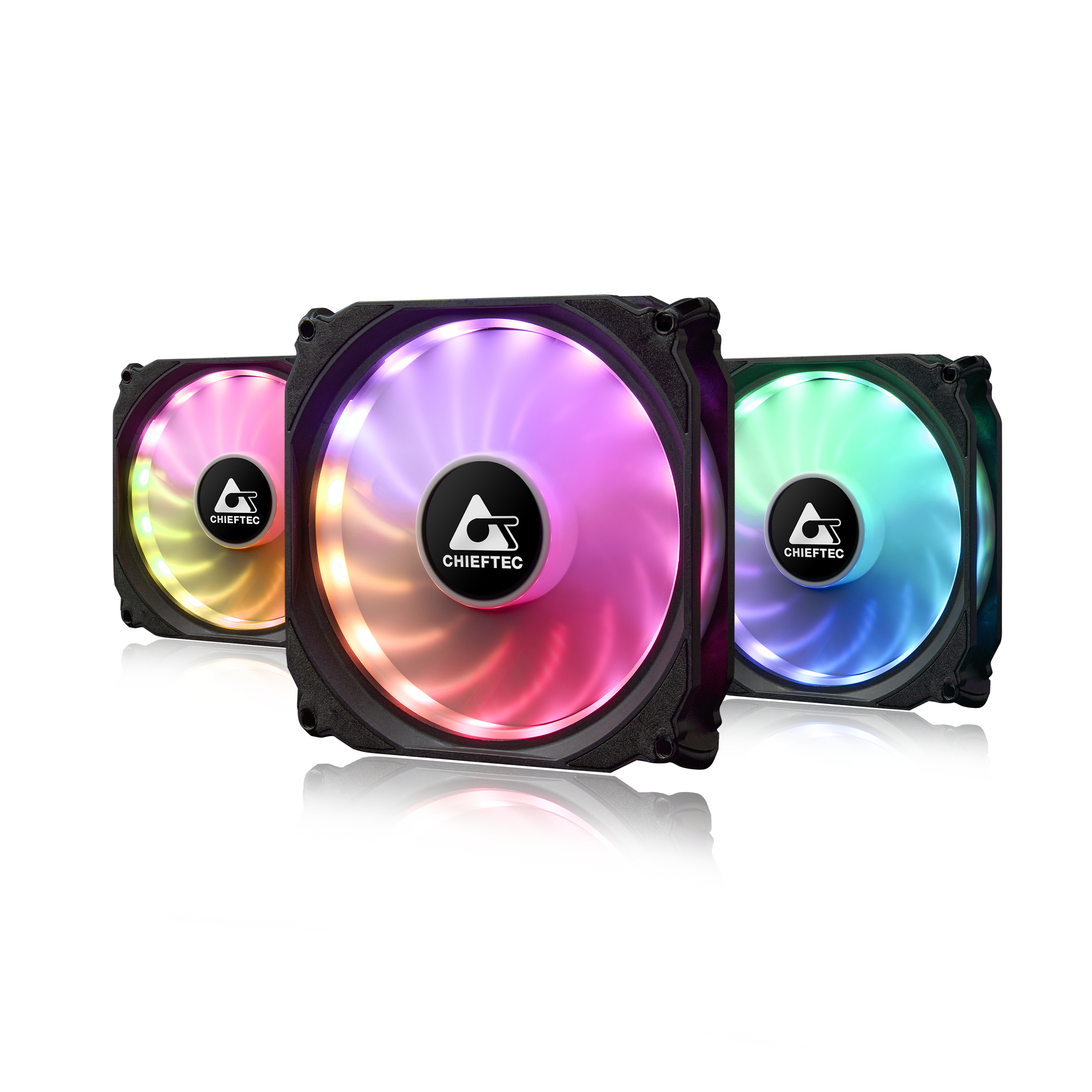 Lot de 3 Ventilateurs de boitier Chieftec Tornado RGB 12cm (Noir)